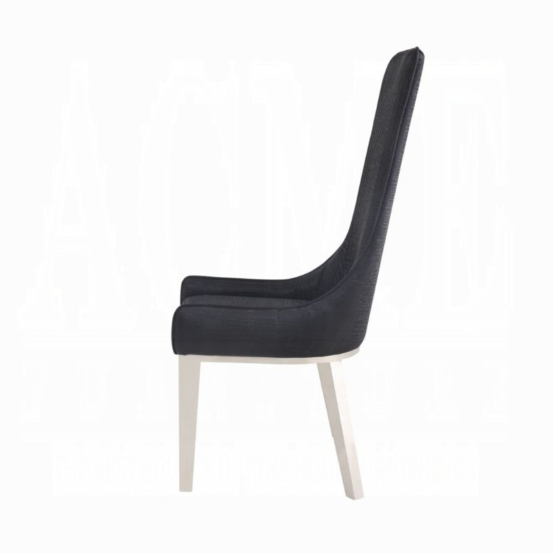 Gianna High Back Black Faux Leather Side Chair with Stainless Steel Legs
