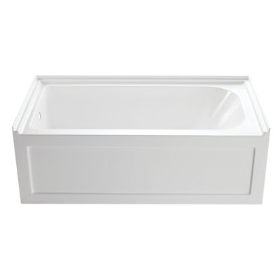 Kingston Brass Aqua Eden 60-Inch Acrylic Rectangular 3-Wall Alcove Tub with Anti-Skid Surface
