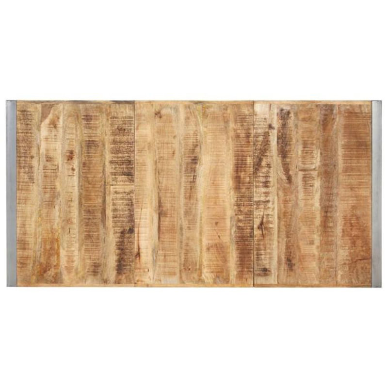 Dining Table Solid Mango Wood, 39.4" W x  86.6" L, Silver