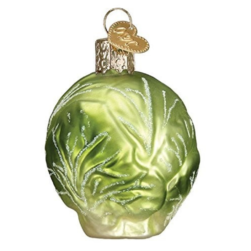 Ornement de Noël en verre soufflé Old World pour arbre de Noël, chou de Bruxelles