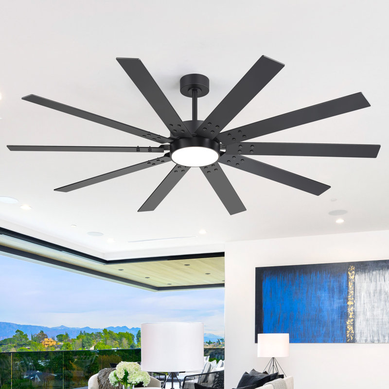 Modern Farmhouse 60/72/84-Inch Ceiling Fan With Light ,DC Motor Featuring 10-Blade Dual-Sided Design, 3-Color-Temp LED Lighting & Remote Control