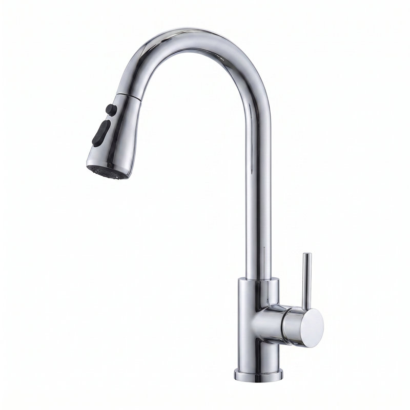 Kitchen Faucet with Pull Down Sprayer – 3 Modes (Stream/Spray/Pause), 7-Layer Rust-Resistant Coating, 360° Swivel, 15-Min DIY, High Arc for Kitchen, Bar, RV, Commercial Sink in Polished Chrome