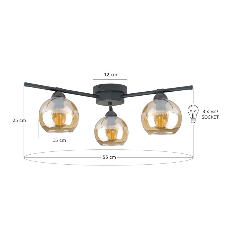 Bozon 3-light Flush Mount, Brown