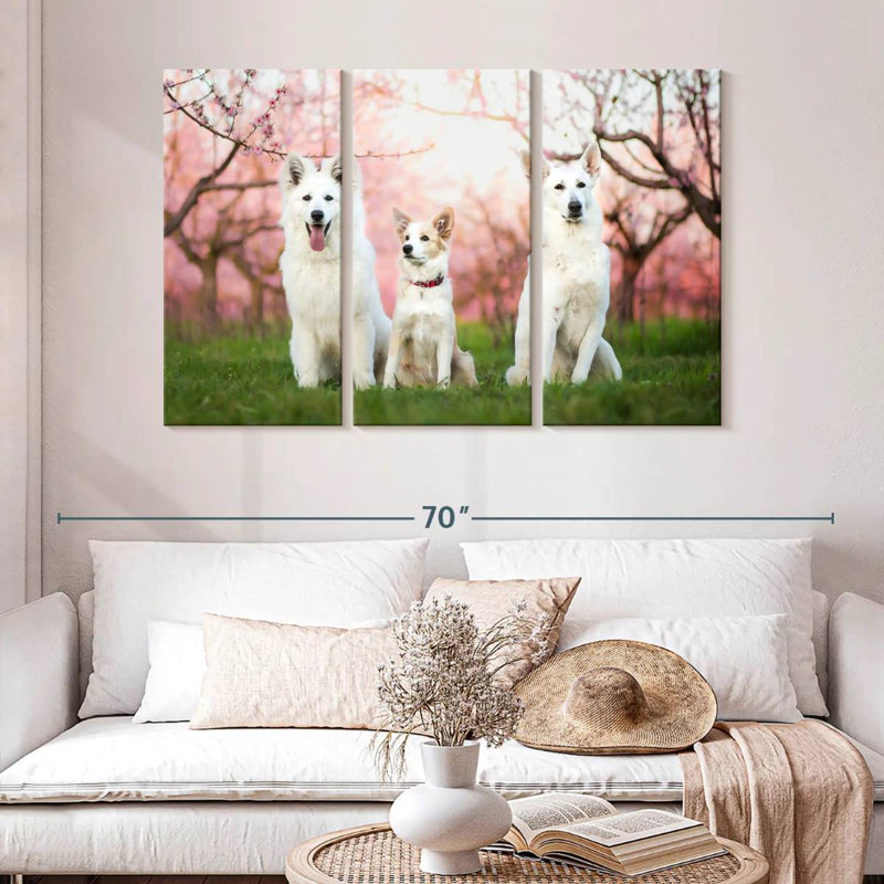 Famille de chiens, 32" H x 50" W