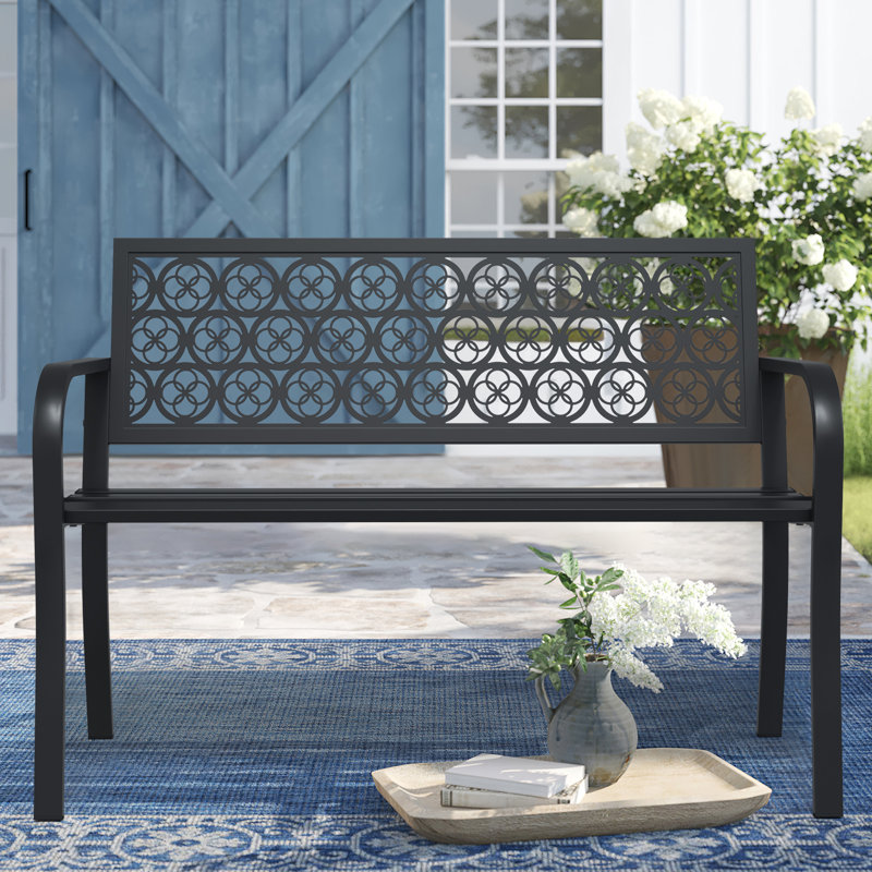 Banc de jardin moderne avec dossier floral