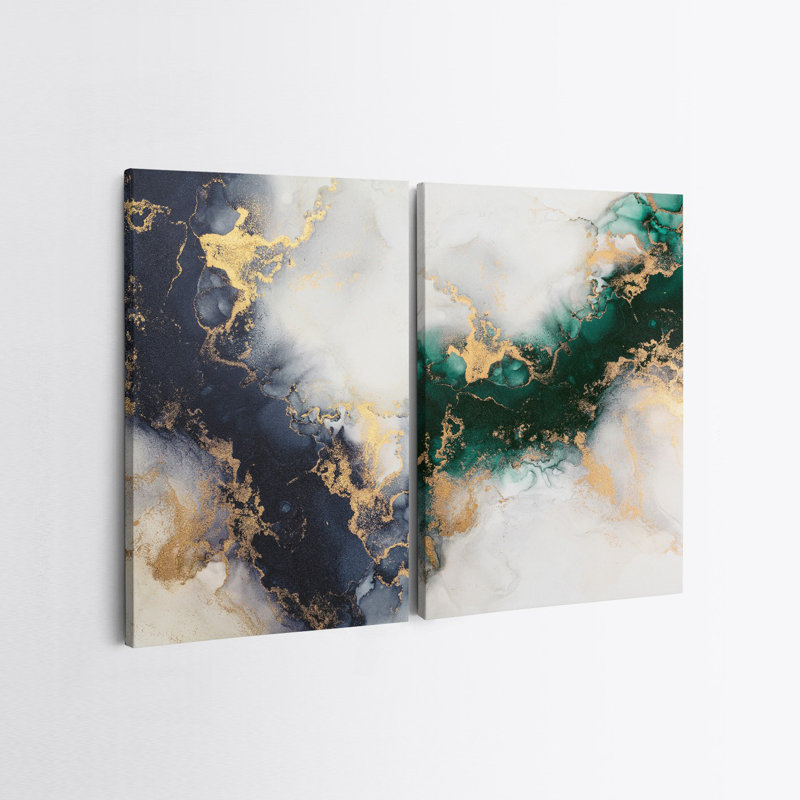 Peinture décorative sur toile (2 pièces), H 27,6 po x l 39,4 po