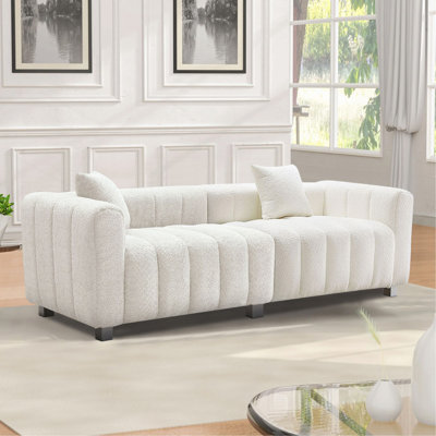 Causeuse 3 places 83,46 po en velours de qualité supérieure, canapé rembourré à bulles moderne avec pieds en métal et 2 coussins pour le salon, la chambre à coucher.