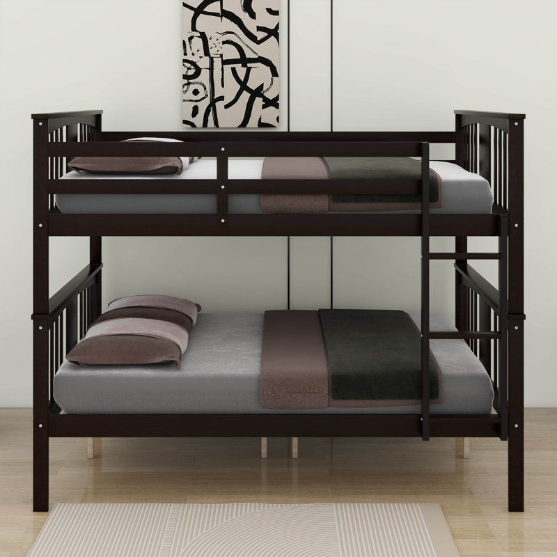 Full Over Full Bunk Bed With Ladder, Espresso