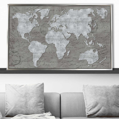 «World Map on Script» par Elizabeth Medley - impression