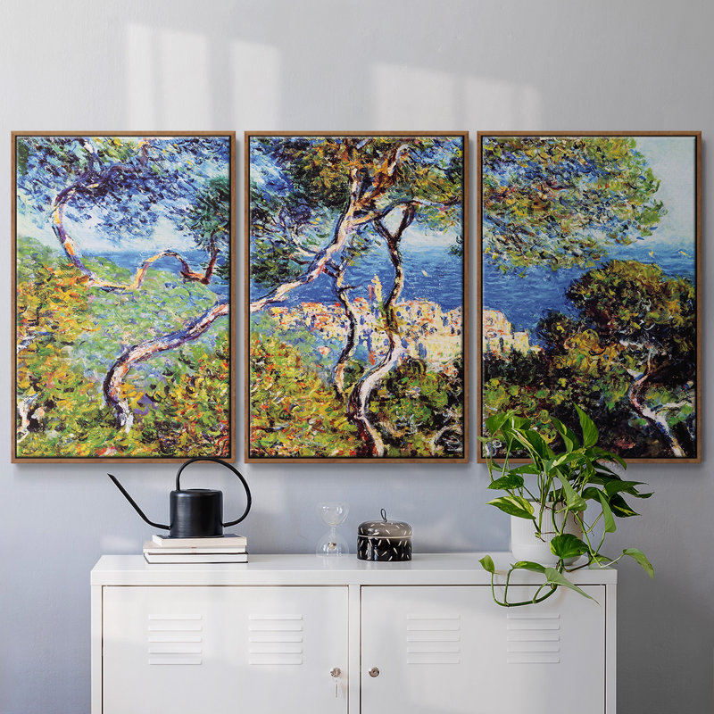 Monet, encadré sur toile, 3 pièces, H 40 po x l 78 po x P 2 po, Noyer