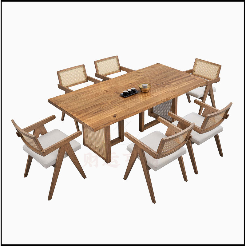 Debborah Rectangular Waves Dining Table, 29.53"H x 86.61"L x 39.37"W