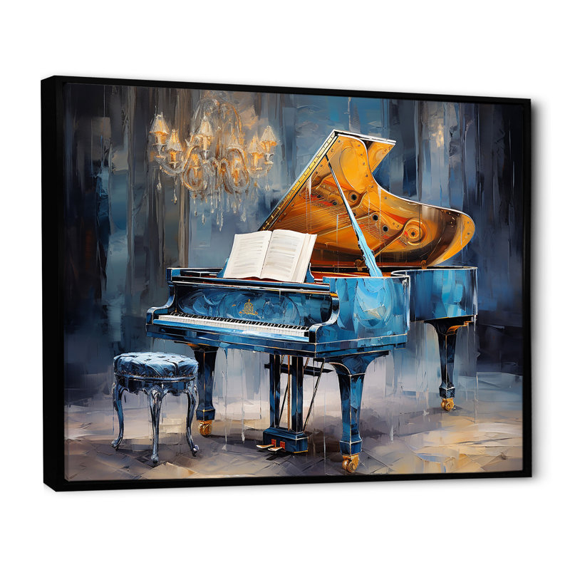Piano Rhapsody In Blue - Music Piano, art mural, H 24 po x l 32 po x P 1 po, Cadre flottant noir