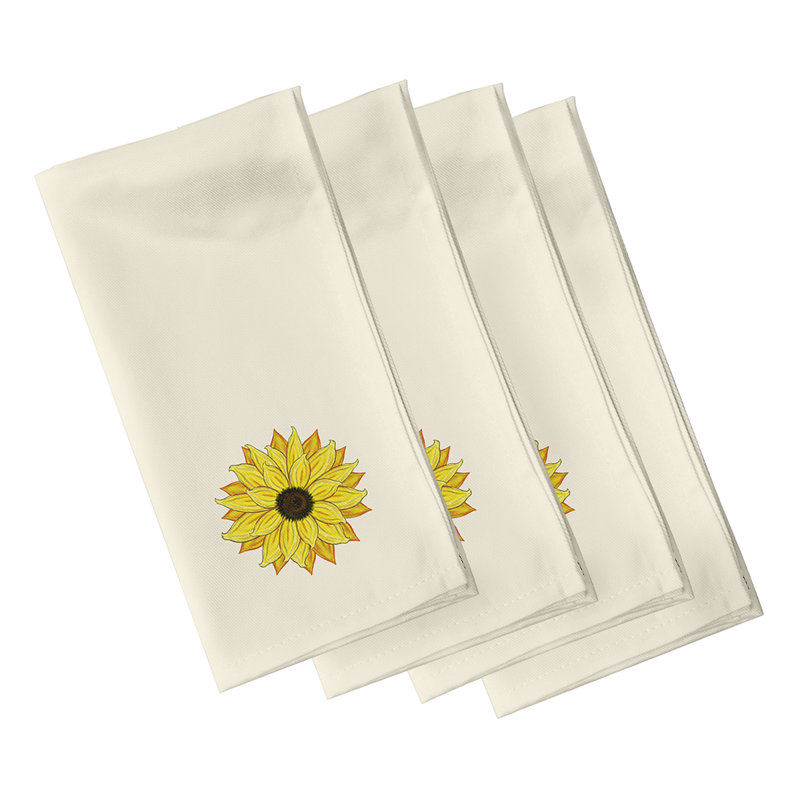 Jordao Polyester Floral Square Napkin, Ivory
