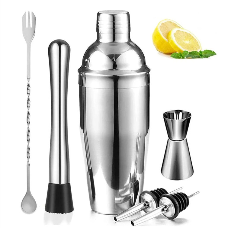 7 Piece Cocktail Shaker Bar Tools Set Brushed Stainless Steel