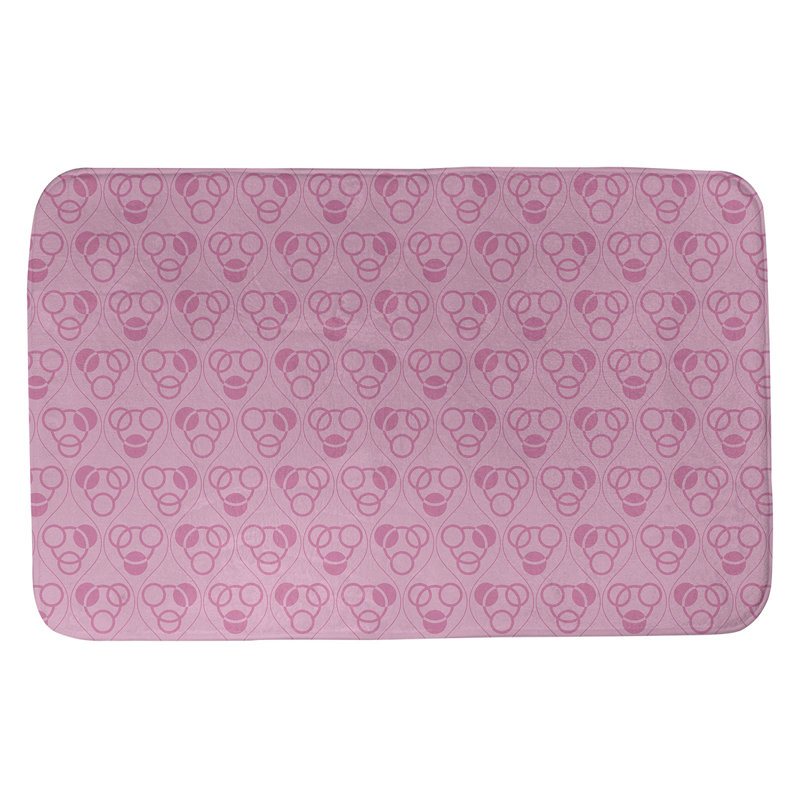 Tapis de bain géométrique rectangulaire antidérapant Circles Waves, l 17 po x L 24 po, Rose