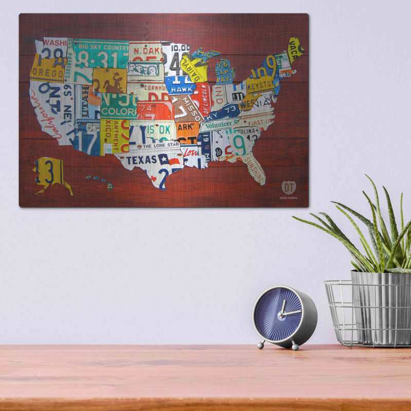 «Licence Plate Map USA» par Design Turnpike, H 12 po x l 16 po