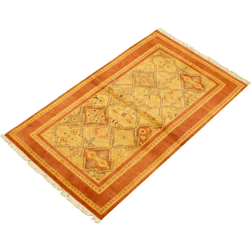 Tapis décoratif en laine noué à la main de conception unique noué à la main new age de style persan paki/beige 3 pi 2 po x 5 pi 3 po