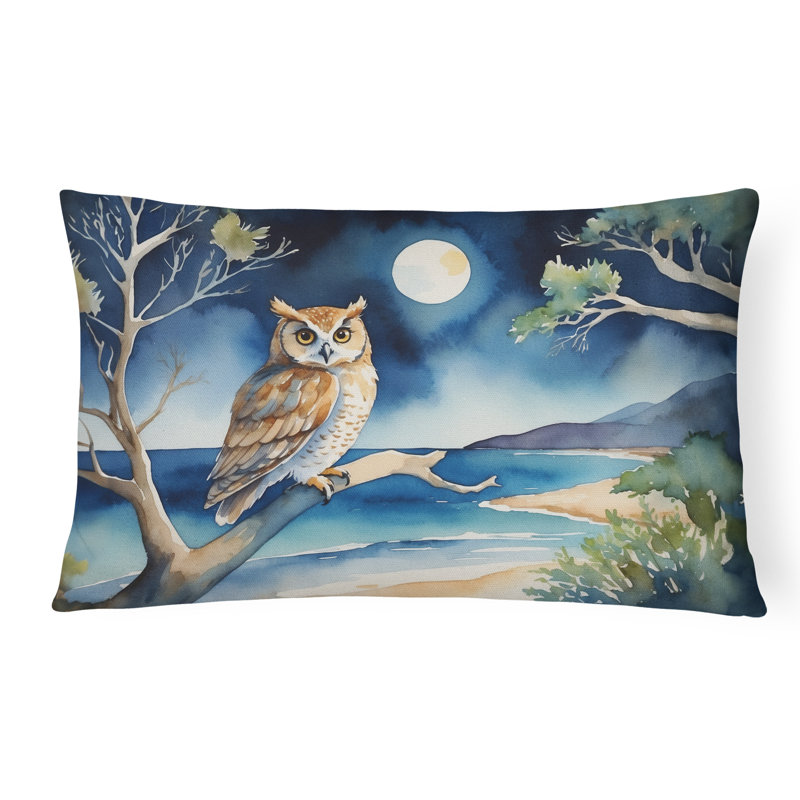 Coussin Owl perché dans un arbre côtier, Rectangle H 12 po x l 16 po