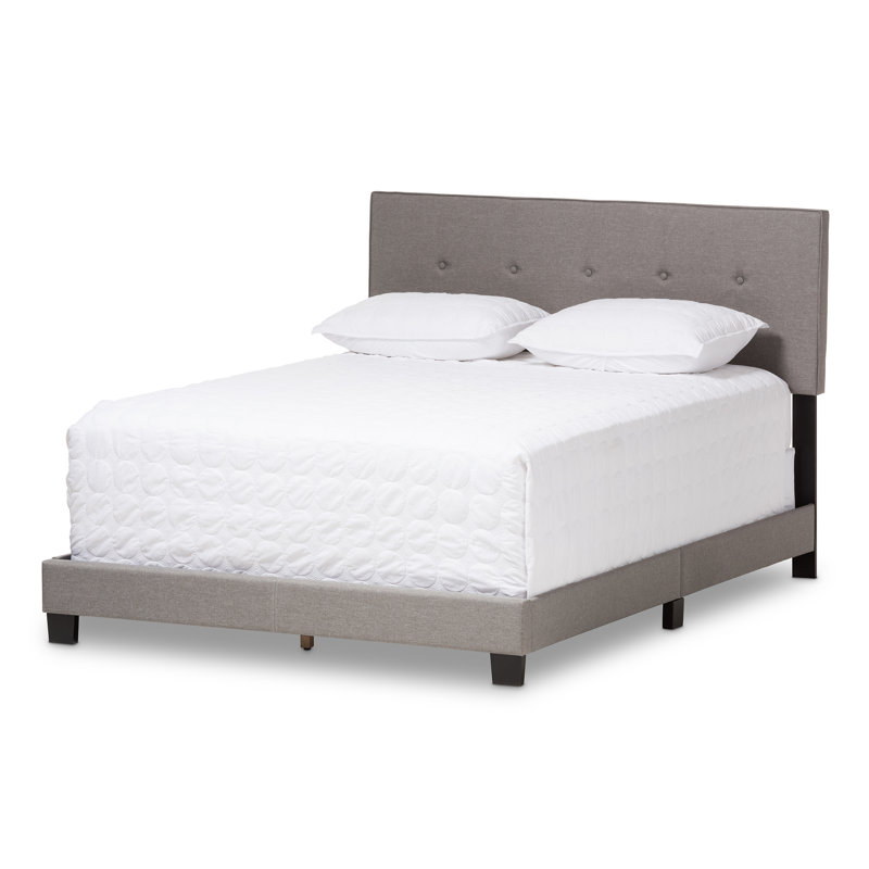 Lit tapissier standard Channie Fazio, Double, Gris clair