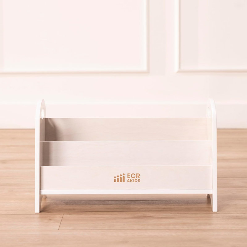 2-Tier Kids Book Display Shelf With Handles, Montessori Book Organizer For Playroom Or Classroom, Durable And Safe Design