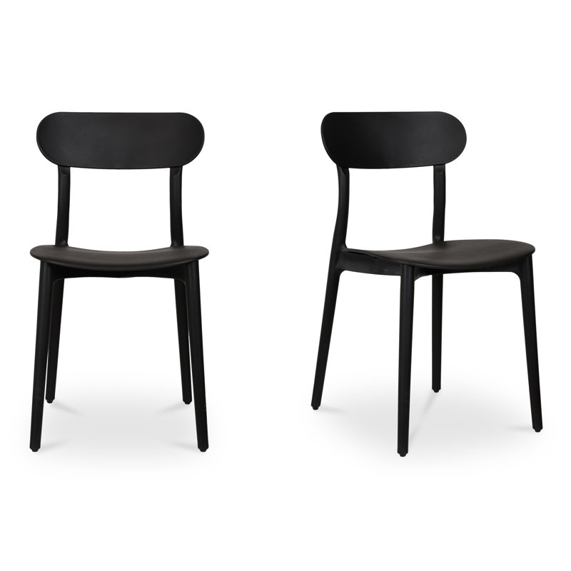 Kent Black Plastic Outdoor Dining Chairs, Set of 2