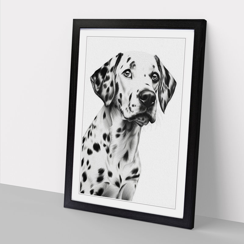 Dalmation Line - Single Picture Frame Print on Wood, Black, 64cm H x 46cm W x 2cm D