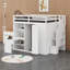 Lit mezzanine avec garde-robe, bureau et tablettes-577246019