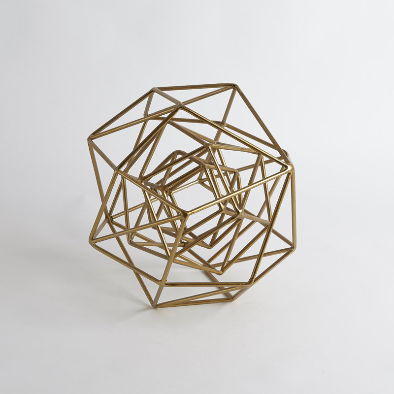 Geo Sculpture, 8" H x 10" W x 10" D, Gold