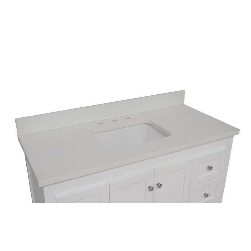 Edber 48'' Single Bathroom Vanity with Top, Quartz, White