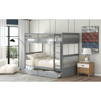 Gray Twintwin Bunk Bed With And Storage - Safe & Long-term Investment