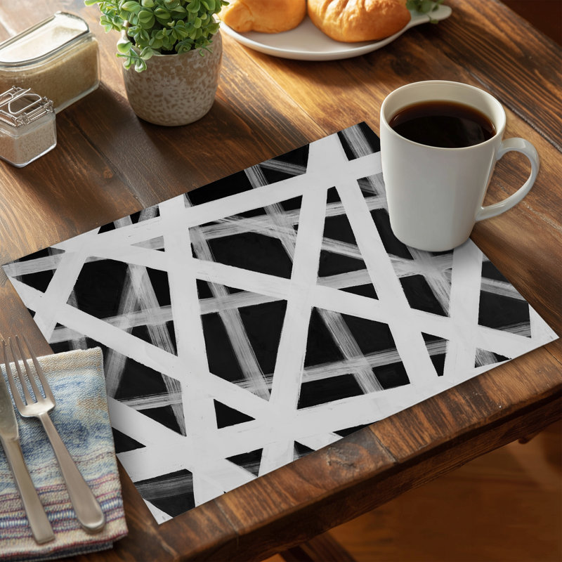 Geometric Stripes Polyester Placemat - Abstract Minimalist Decor