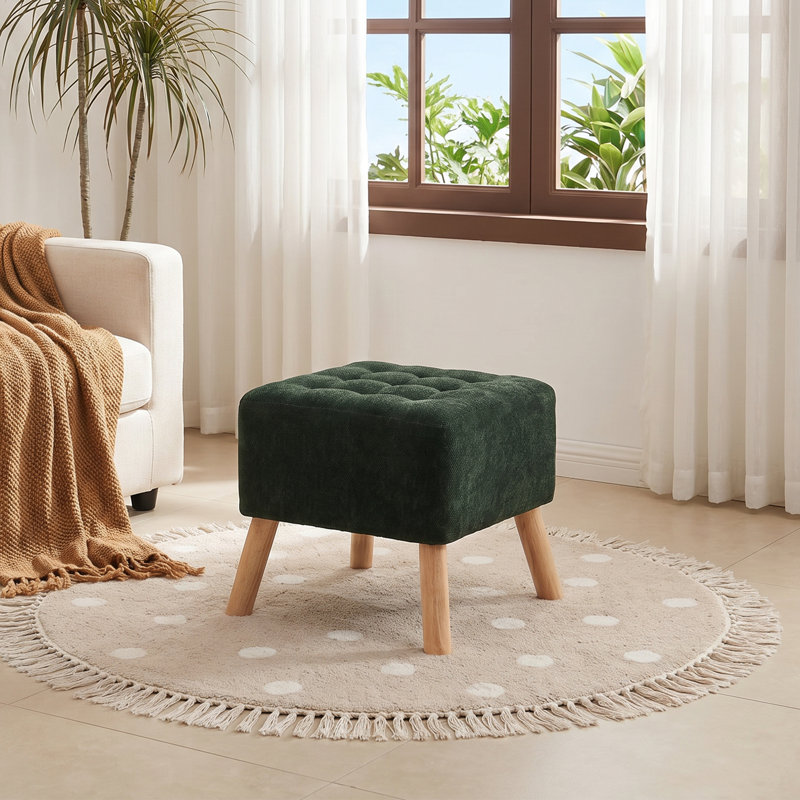 Solid Wood Accent Stool, Green