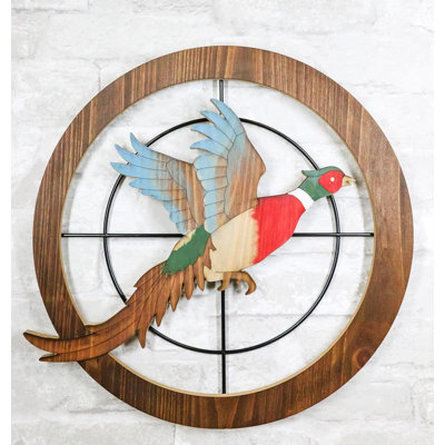 Rustic Pheasant Bird Hunting In Scope Crosshairs Hunting Wall Décor