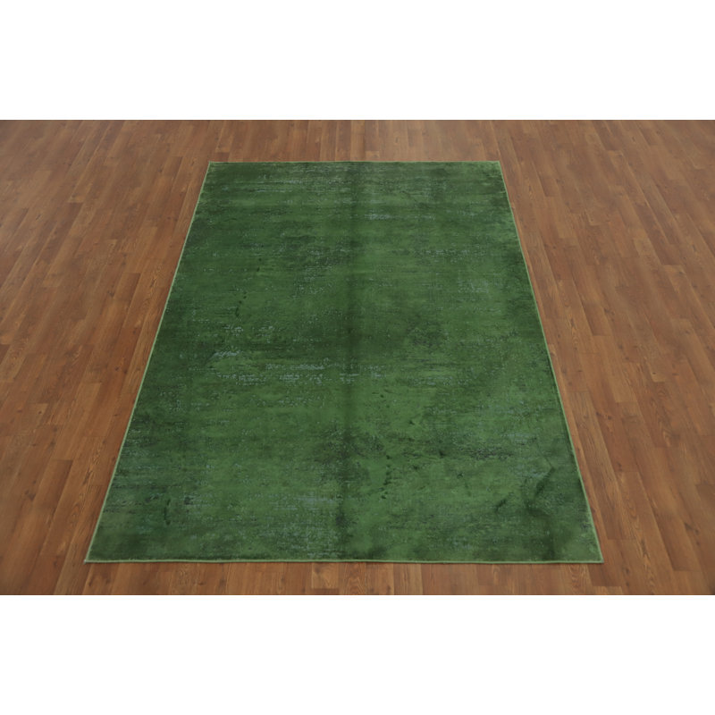Tapis vert vibrant contemporain 5 x 7