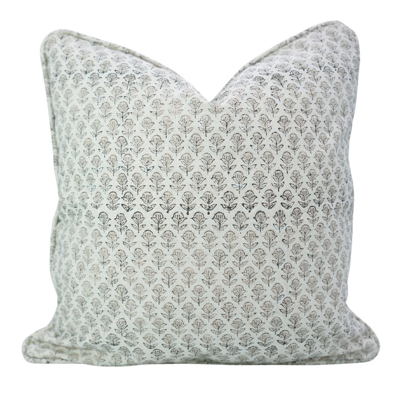 Housse de coussin en lin fabriqué à la main avec passepoil artistique Fabubline - Tarangni, Rectangle H 12 po x l 20 po