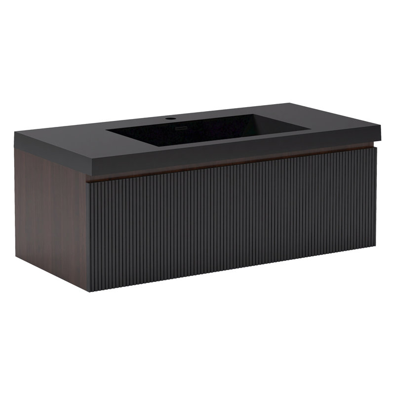 Meuble-lavabo moderne à rayures avec lavabo simple, 42"