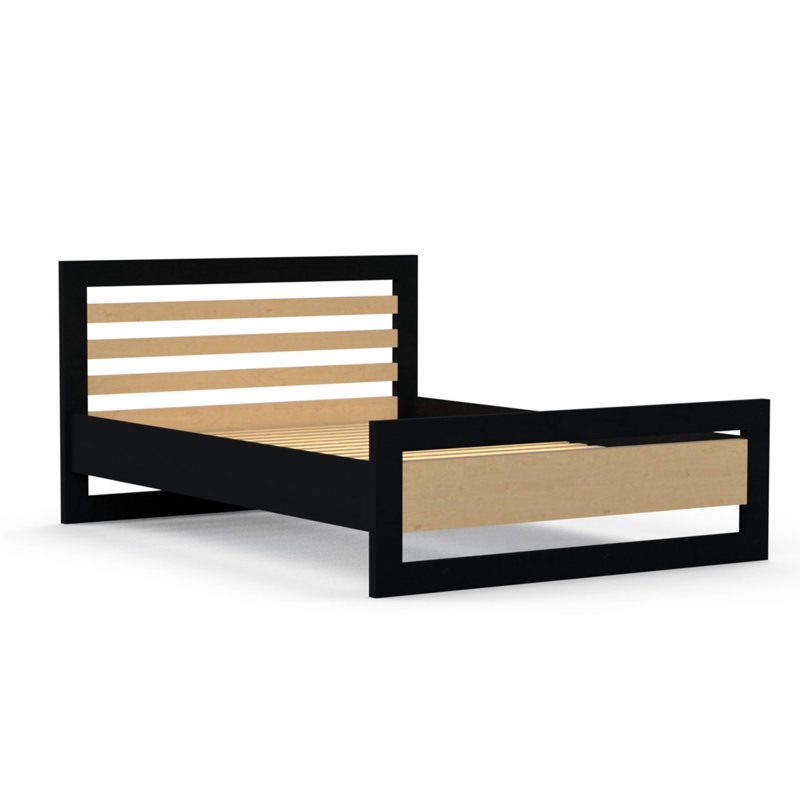Aurelindo Bed, Double (4'6), Black/Natural