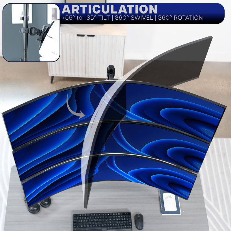 Support pour écran de bureau ultra haut VIVO Triple Ultrawide