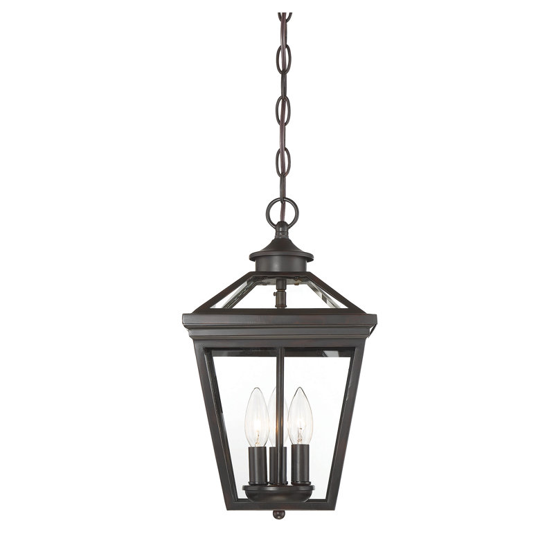 Manwe 3 -Bulb 15.75" H Outdoor Hanging Lantern in Bronze, Bronze