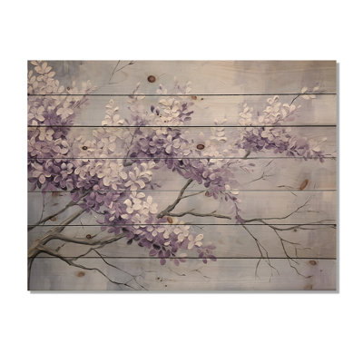 Maumelle - Art mural floral sur bois de pin naturel