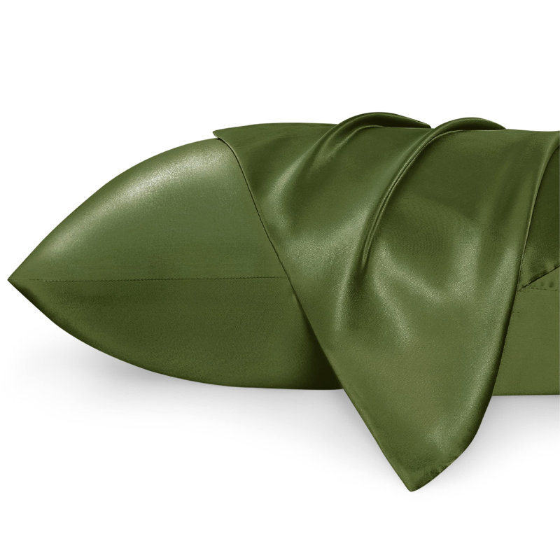 Ensemble de 2 taies d'oreiller en satin, 300 fils, sable gris, GentleSoft ™, Taies d'oreiller pour grand lit, Green