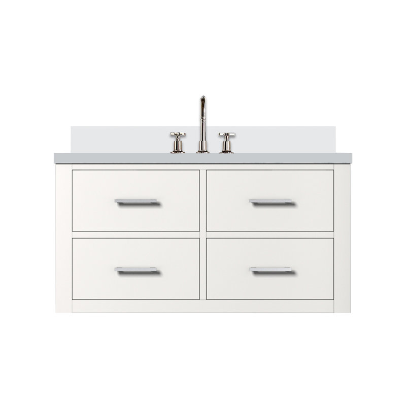 36 po X P 22 po D Meuble-lavabo simple avec plateau en marbre de culture, tiroirs et robinet, Blanc