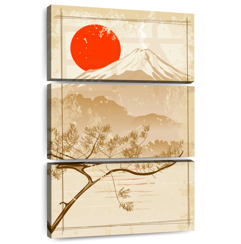 Alvord Red Sun Mount Fuji, 38" H x 24" W