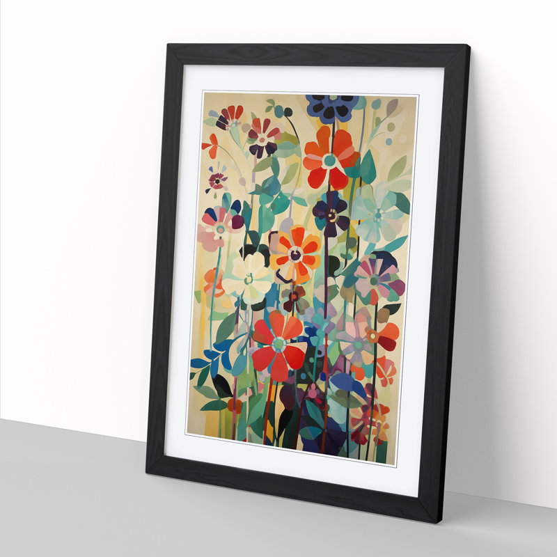 Orphism Flowers Vol.1 - Picture Frame Print, 46cm H x 34cm W x 2cm D, Oak