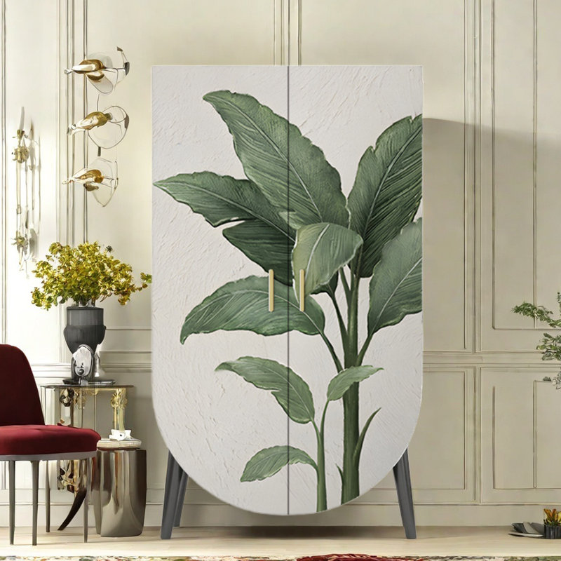Armoire de rangement moderne à double porte, Noir / Blanc / Vert