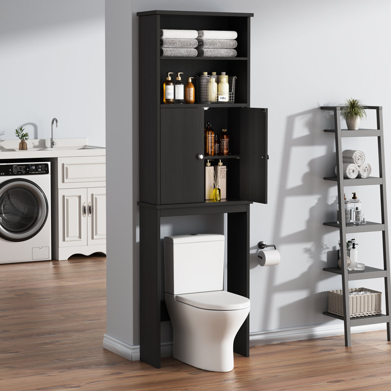Eftimie 74.8'' H Freestanding Over the Toilet Storage, Black