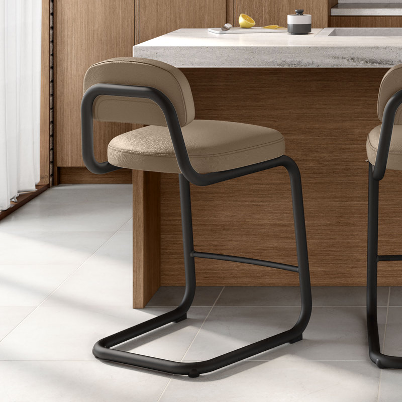 Tabouret de comptoir Amisco Flynn, Siège taupe brun / structure noire
