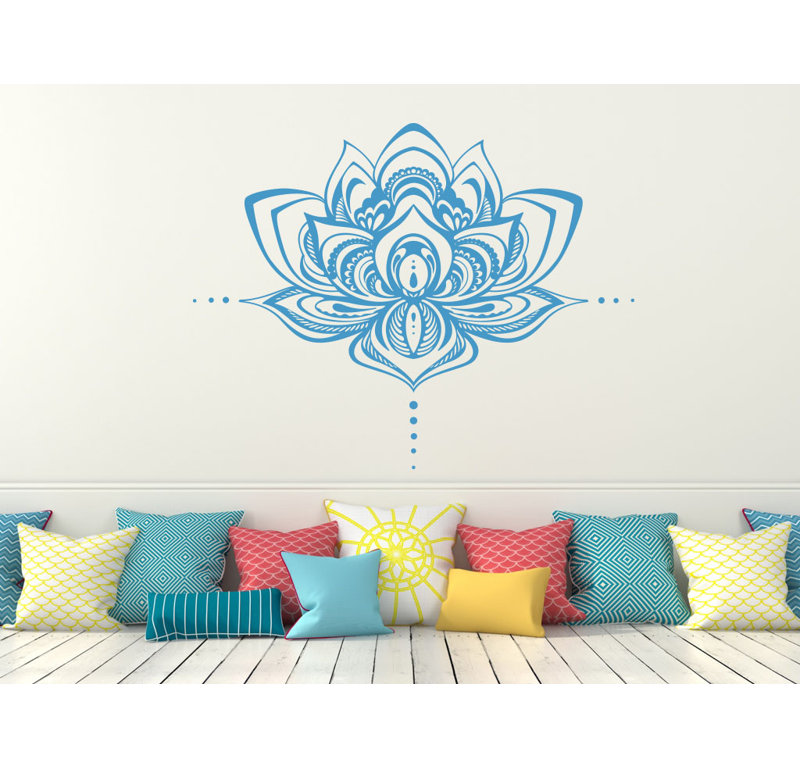 Décalcomanie murale fleur lotus Natazhat, Bleu