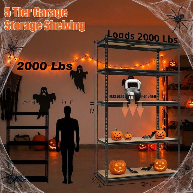 Metal Storage Rack, 182.9cm H x 96.5cm W x 45.7cm D
