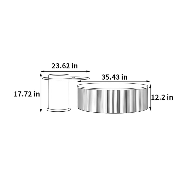 Ensemble de tables basses Modern Minimalist, H 12,2 po x L 35,43 po x l 35,43 po